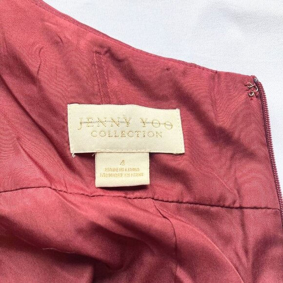 NWOT JENNY YOO COLLECTION BURGUNDY HALTER CHIFFON FRONT TIE FORMAL DRESS - 4 - Picture 10 of 14